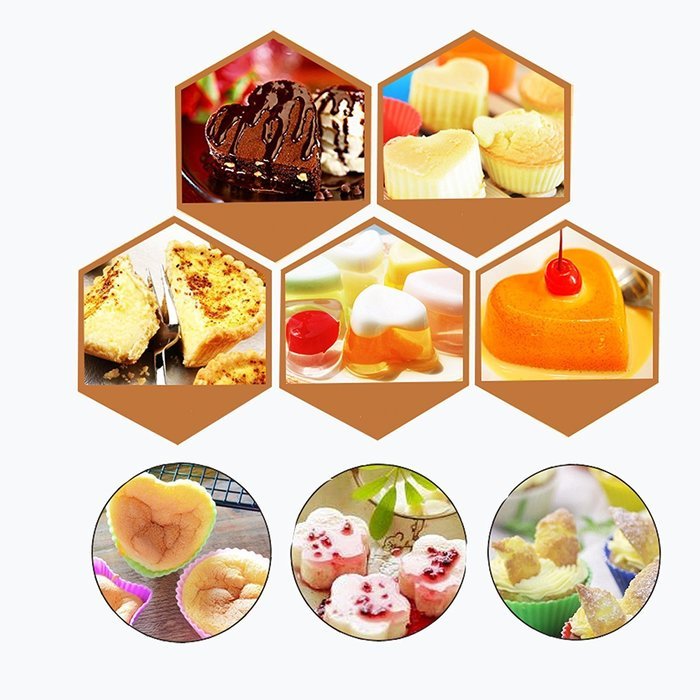 Alolli Silicone Cupcake Liners - 24 Pack Baking Cups- Reusable & Nonstick Muffin Molds N6