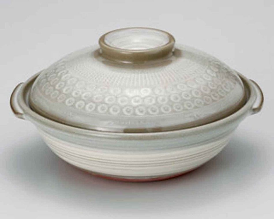 Mishima for 7-9 persons 14.2inch Donabe Japanese Hot pot Grey Ceramic Made in Japan
