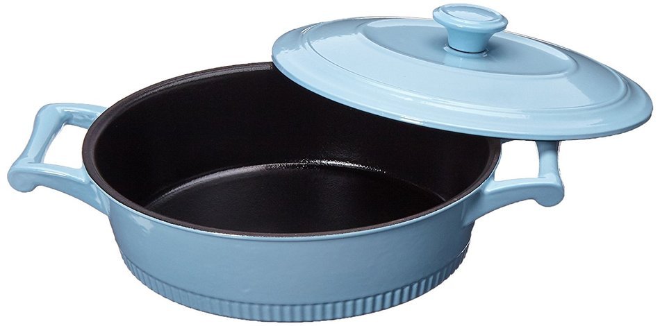 KitchenAid KCTI30CRGB Traditional Cast Iron Casserole Cookware, 3 quart - Glacier Blue N2