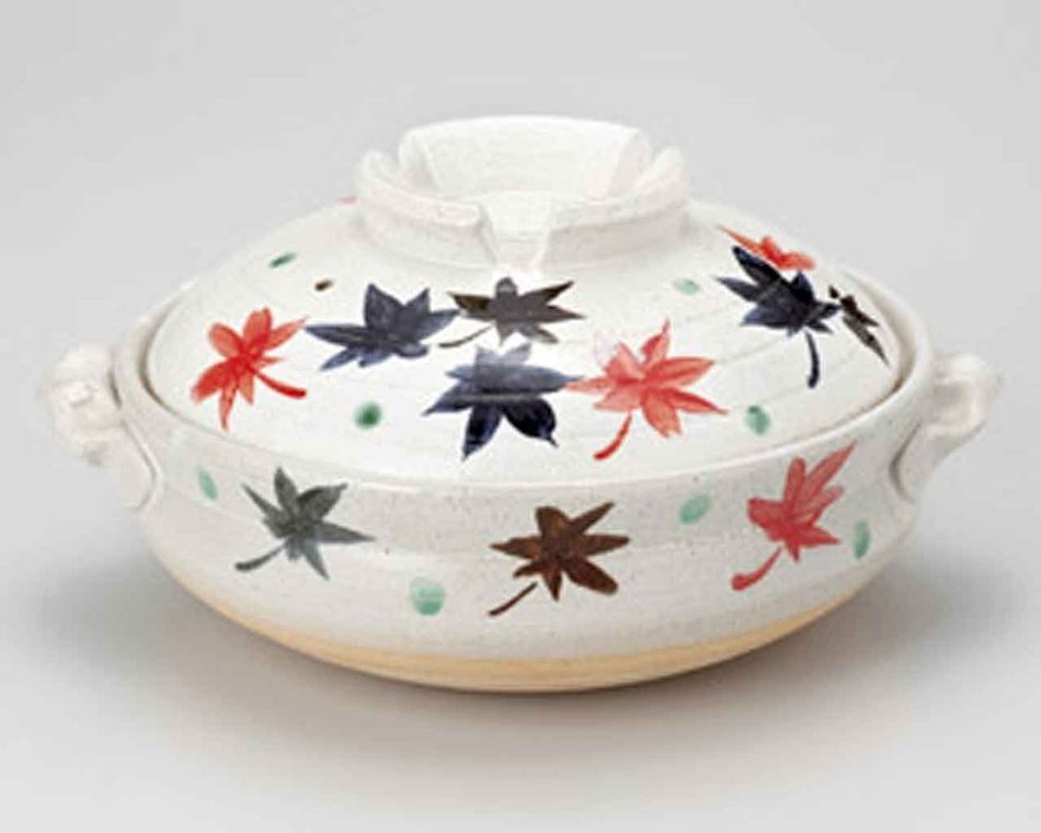 Momiji for 4-5 persons 11.4inch Donabe Japanese Hot pot White Ceramic Made in Japan