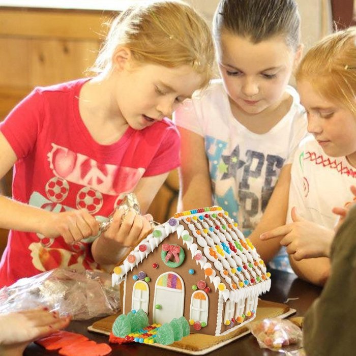 Christmas Bundle - Unassembled Christmas Gingerbread House Kit with Candies, Icing, Decorating Bag and Tip Included... N7