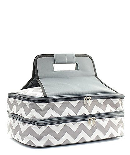 Chevron Casserole Dish Carrier for Holiday Party Entertaining Grey N2