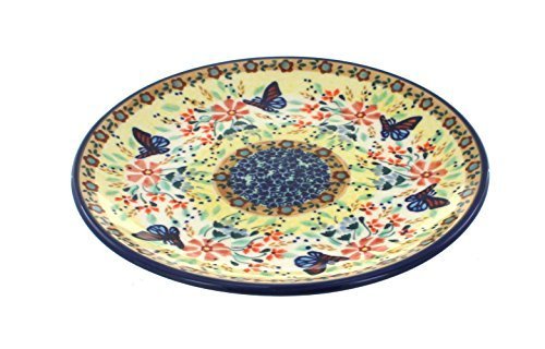 Polish Pottery Blue Butterfly Dessert Plate