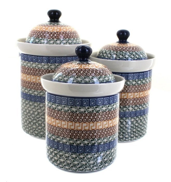 Polish Pottery Athena 3 Piece Canister Set
