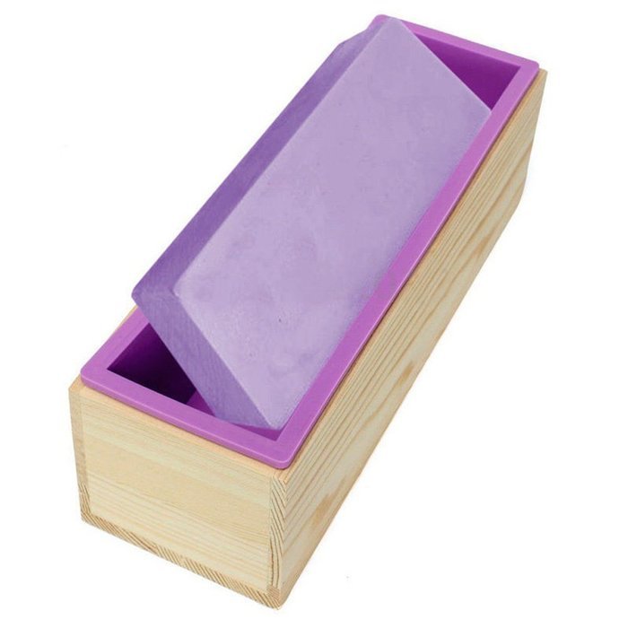 UNIHA Silicone Soap Mold Wooden Box DIY Tools Toast Loaf Baking Cake Molds(L) N3