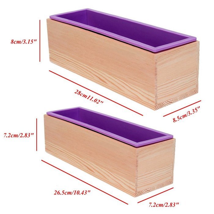 UNIHA Silicone Soap Mold Wooden Box DIY Tools Toast Loaf Baking Cake Molds(L) N18