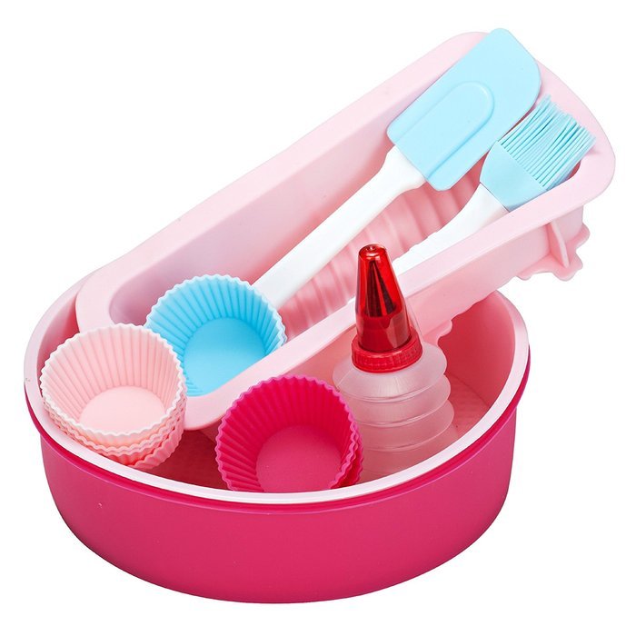 Vonshef 18 Piece Silicone Bakeware Baking Set - Cupcake, Round Cake, Bread Molds, Icing Decorator + Spatula &...