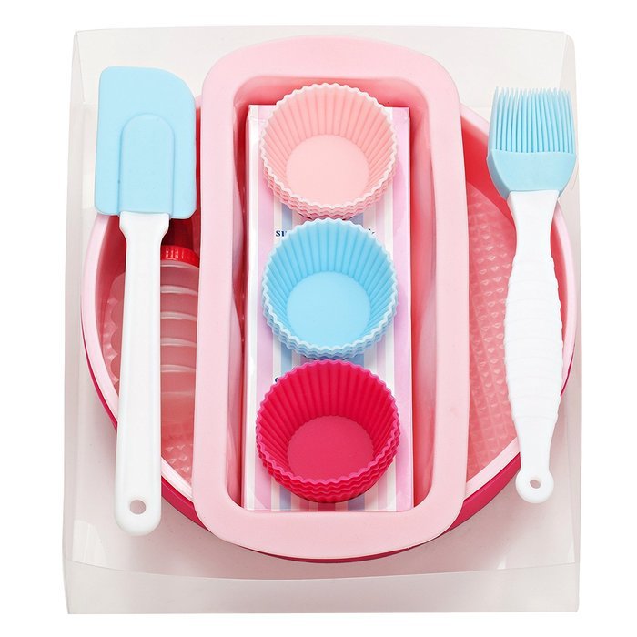 Vonshef 18 Piece Silicone Bakeware Baking Set - Cupcake, Round Cake, Bread Molds, Icing Decorator + Spatula &... N5