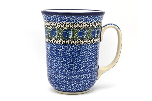 Polish Pottery Mug - 16 oz. Bistro - Peacock Feather