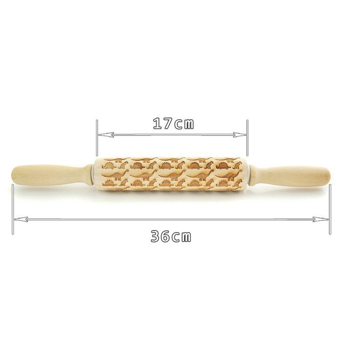 Dinosaur Pattern Embossed Rolling Pin, Engraved Rolling-Pin, Embossing Rolling Pins Laser Engraved, Christmas... N3
