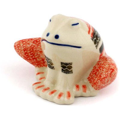 Polmedia Polish Pottery 4-inch Stoneware Frog Figurine H2261C Hand Painted from Ceramika Artystyczna in Boleslawiec...