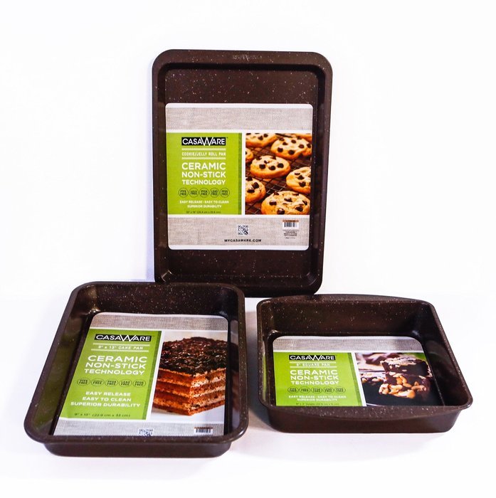 casaWare Brown Granite 3pc Bakeware Set with Brownie Pan