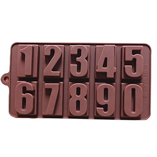 0-9 Number Chocolate Ice Lattice Mold Silicone Cake Mold Pan 8.6"x4.3"x0.78" Color At Random