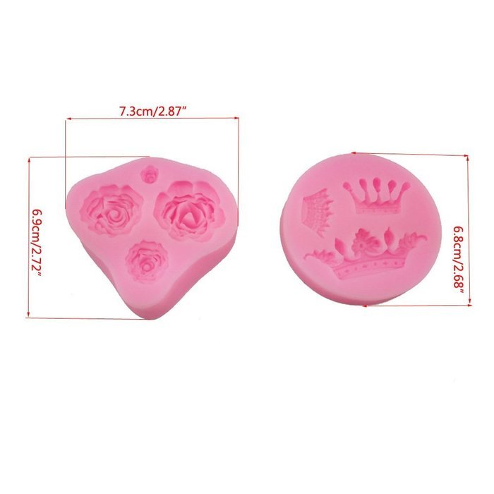 Yueton&reg; Crown and Rose Shape Silicone Cake Molds Decoration Fondant Cookie Baking Mold N3