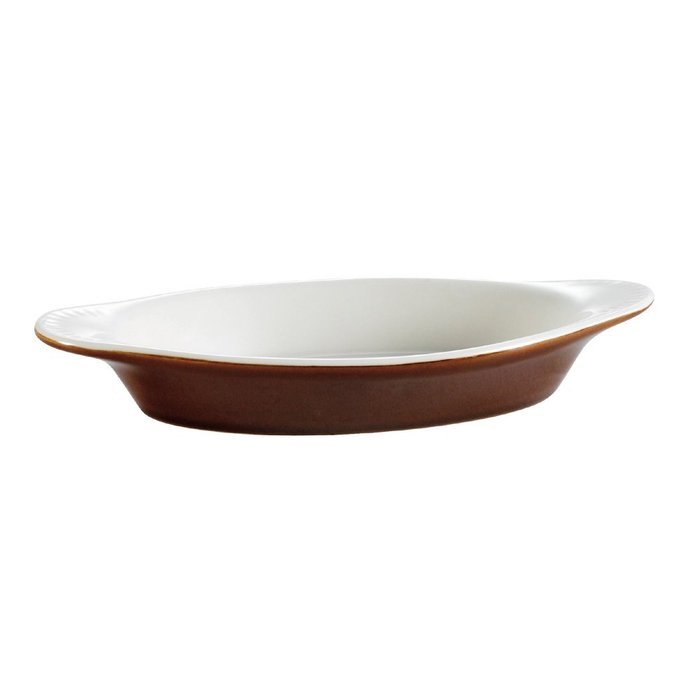 CAC China COA-6-W 4-Ounce Stoneware Oval Welsh Rarebit Baking Dish, 6-3/4 by 3-3/4 by 3/4-Inch, American White... N3