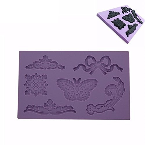 "dipshop Butterfly Decorative Pattern Embossed Fondant Mold Silicone Cake Mould Decorating Tool" shopping N2