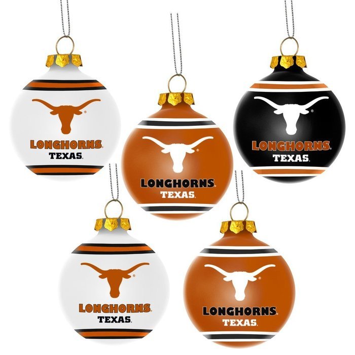 NCAA Texas Longhorns Plastic Christmas Ball Ornament 5 Pack Bundle 3 Pack By Forever Collectibles N2