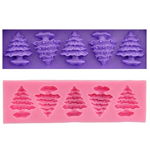 Mr.S Shop Five With Christmas Tree Silicone Mold Fondant Chocolate Candy Jelly Mould Cake Decorating Tools