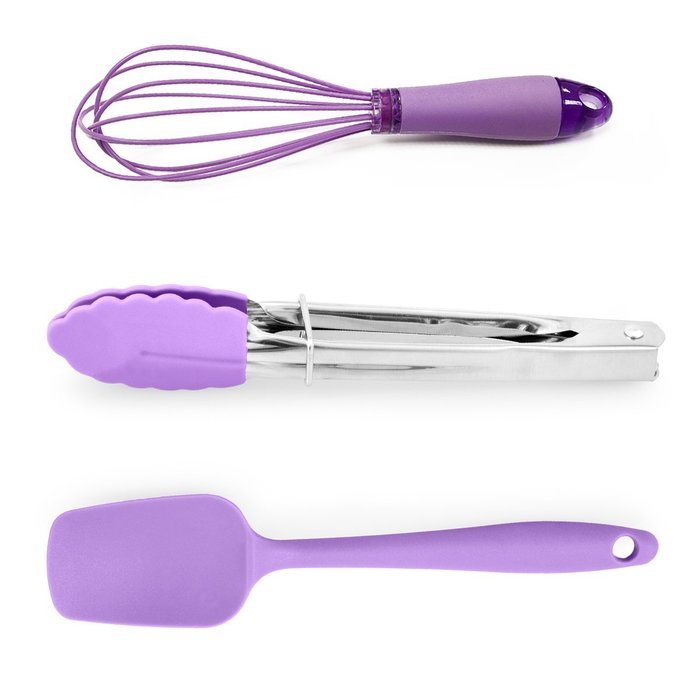 Holstein Housewares HB-07023P-BU 3 Piece Silicone Mini Baking Set - Purple