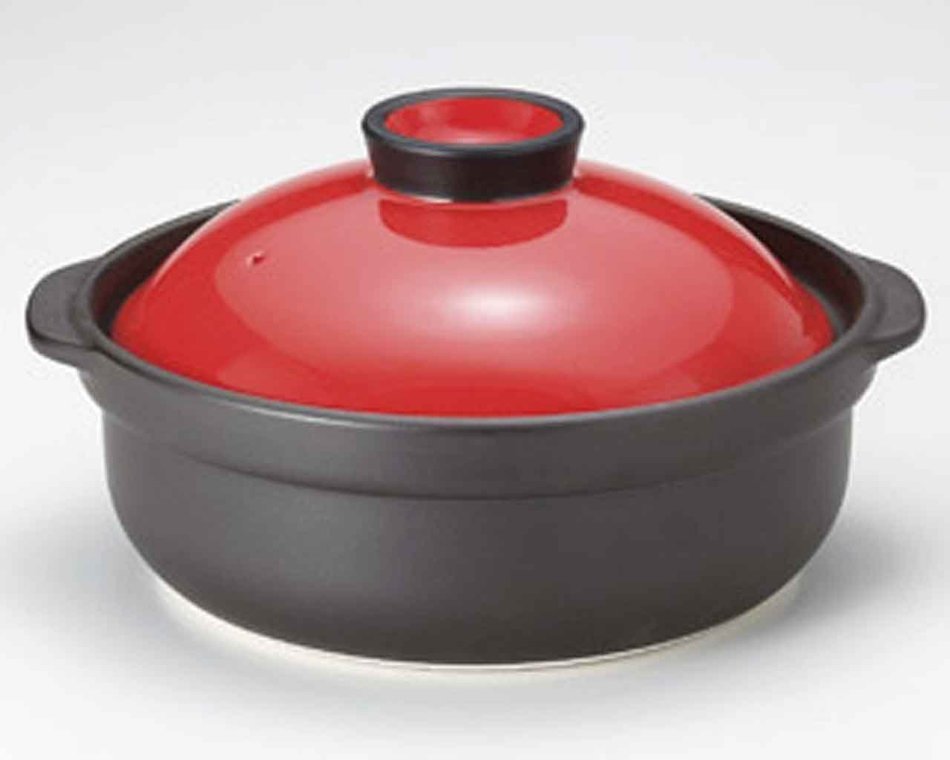 Utage for 5-6 persons 12.4inch Donabe Japanese Hot pot Red Ceramic Made in Japan