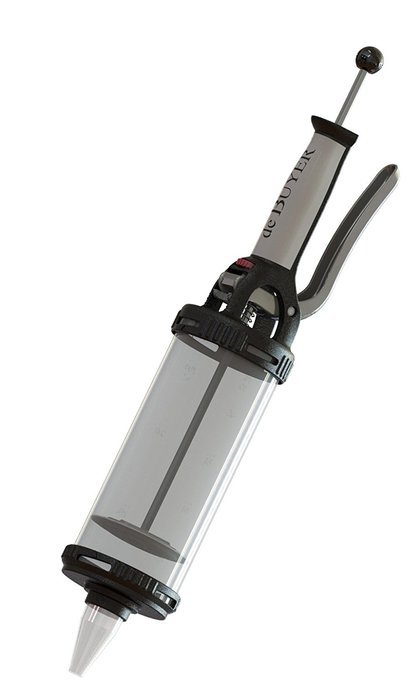 DE BUYER 3358.00 Le Tube Pastry Pressure Piston and 2 Nozzles, Black and Transparent Plastic N2
