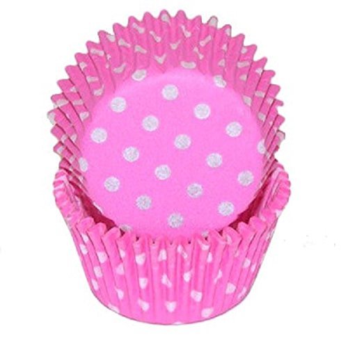 Oasis Supply Baking Cups, Mini 100-Count, Pink Polka Dot