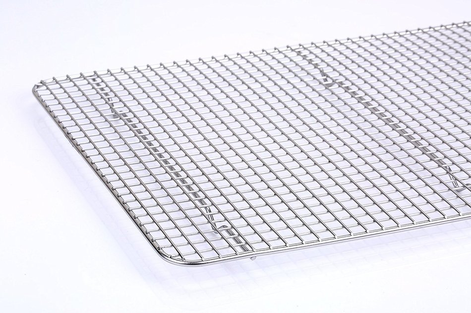 HOMIZE 100% Stainless Steel Wire Cooling Rack for Baking: Oven Safe fits Half Sheet Cookie Pan (16.5''x11.5'') N2