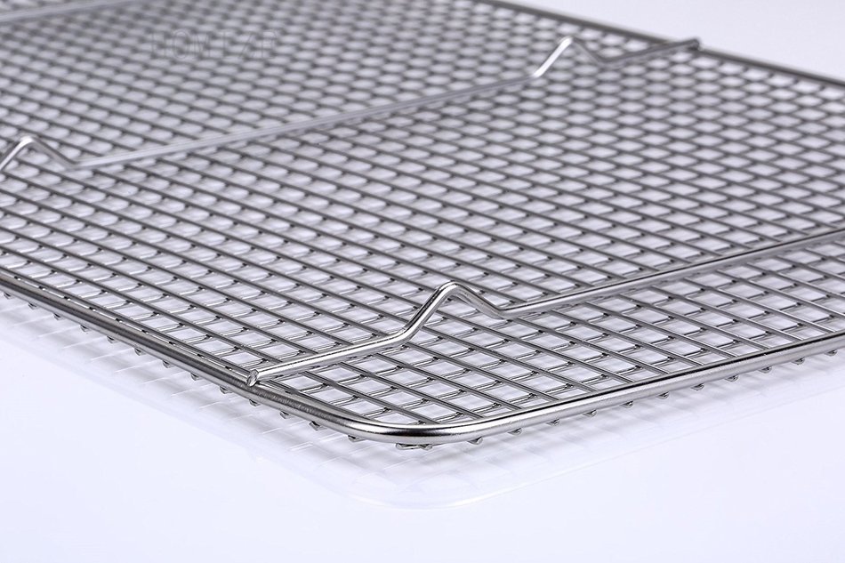 HOMIZE 100% Stainless Steel Wire Cooling Rack for Baking: Oven Safe fits Half Sheet Cookie Pan (16.5''x11.5'') N3