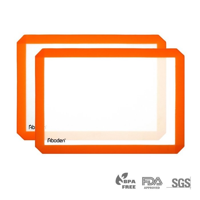 Aboden Non-Stick Silicone Baking Mat, Pack of 2, Orange