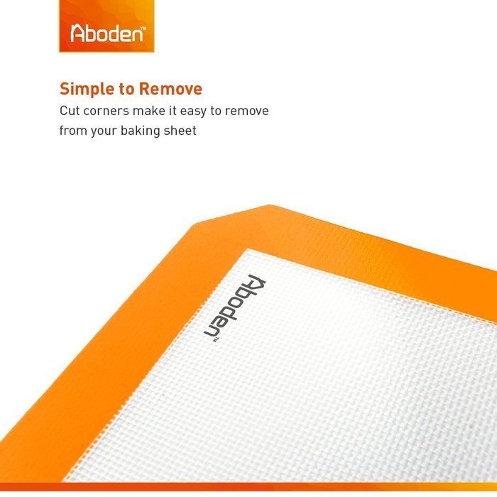 Aboden Non-Stick Silicone Baking Mat, Pack of 2, Orange N7