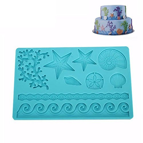 "dipshop Silicone Adorable Coral Starfish Shell Ocean Embossing Cake Mold Mould Kitchen Tool" shopping N2