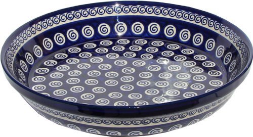 Polish Pottery Dish Pie Plate 10" From Zaklady Ceramiczne Boleslawiec #879-174a Classic Pattern, Height: 1.8"...