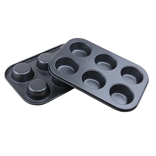 6 Cup Non Stick Carbon Steel Shallow Muffin Cake Baking Pan Tray Tin Bakeware Baking Dish N2
