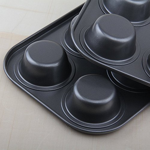 6 Cup Non Stick Carbon Steel Shallow Muffin Cake Baking Pan Tray Tin ...