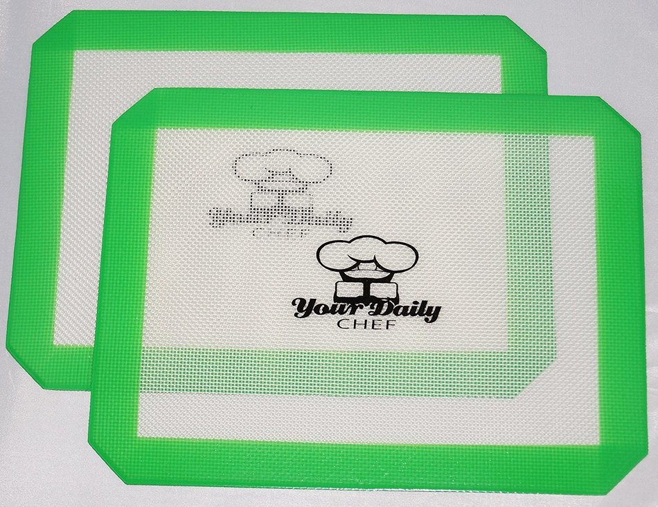 Your Daily Chef Non Stick Silicone Dab Mat Baking Cookie Sheet Set of 2,8.5 Inches X 11 Inches Green