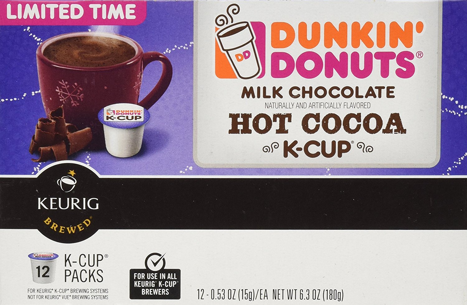 Dunkin Donuts Milk Chocolate Hot Cocoa K-cups - Cocoa for Keurig K-cup ...