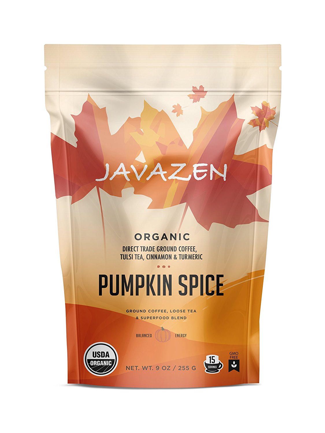 Javazen Pumpkin Spice Organic Ground Coffee with Tulsi Tea, Turmeric