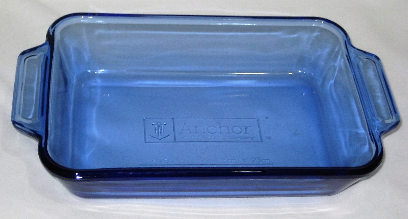 Anchor hocking cobalt blue 1 qt 6x9 inch glass rectangle baking dish