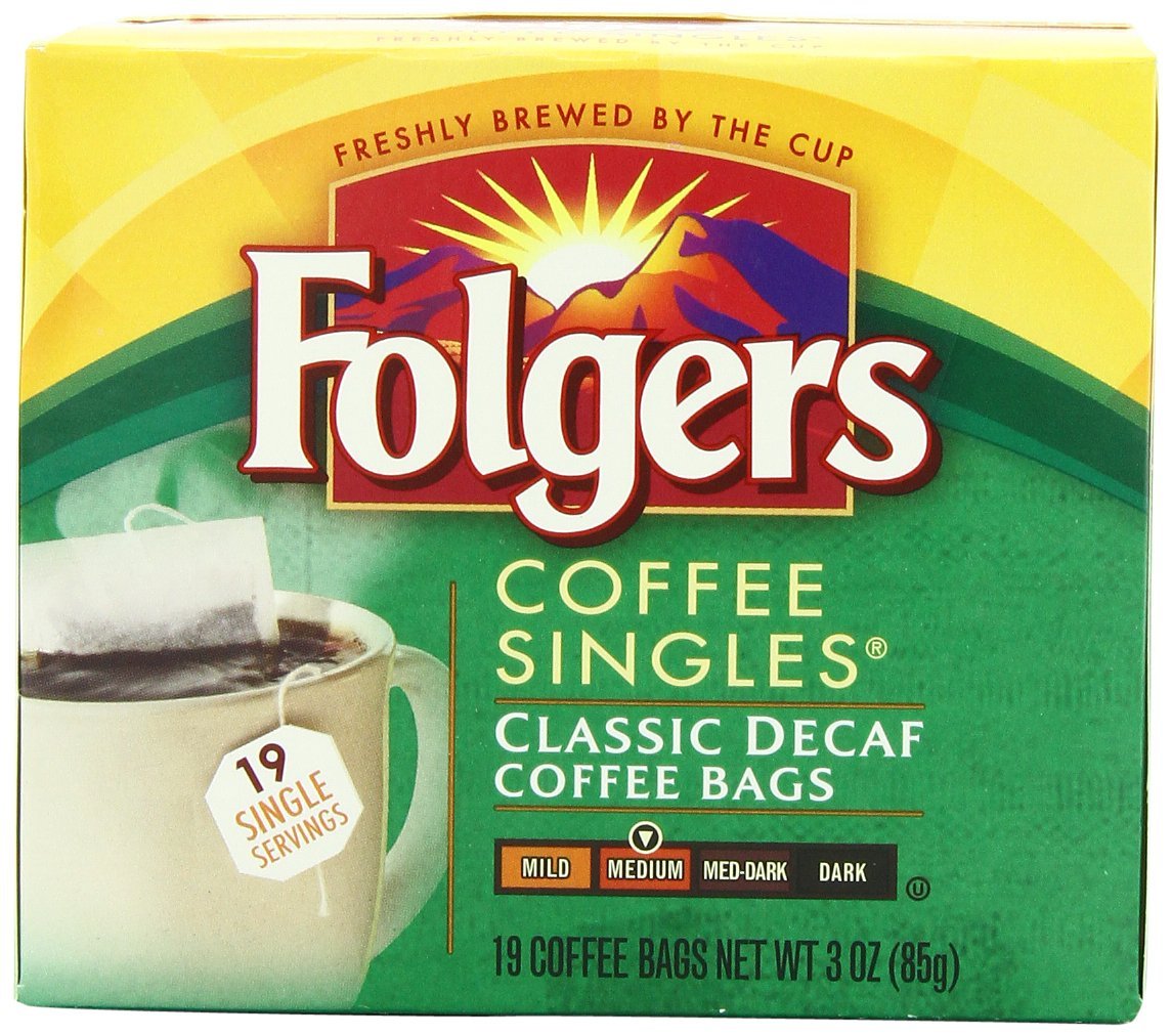 Folgers Classic Medium Roast Decaf Coffee, 19 Count Singles Serve (Pack