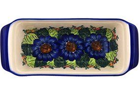 Polmedia Polish Pottery 13-inch Stoneware Rectangular Baker H7816G Hand Painted from Cer-Maz in Boleslawiec Poland... N2