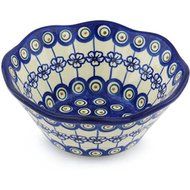 Ceramika Bona H7882G Polish Pottery Ceramic Fluted Bowl Hand Painted, 7-Inch
