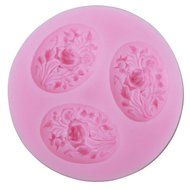 niceeshop(TM) 3 Cavity Flower Shape Decorating Party Silicone Cake Mold Fondant Baking Mold,Random Color N8