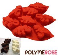 DINOSAURS Silicone Cake Pan Mold - Baking, Chocolates, Mini Cakes, Muffins, and for Crafts like Soap and Candles.