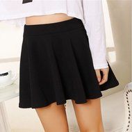 Spritech(TM) Women Girls Fashion Skater Flared Plain Mini Party Skirt with Safety Pants Watermelon Red N10