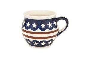 Polish Pottery Stars &amp; Stripes Medium Bell Shape Mug