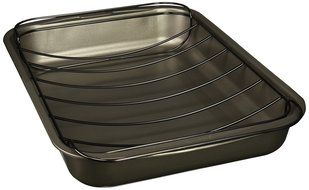 Good Cook Nonstick Large Roast Pan with Rack, 15 x 11", Gray