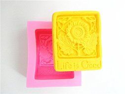 Wocuz W0383 Life Is Good Sunflower Pattern Silicone Candle Making Mold Soap Mold DIY Craft Mould Cake Top Decoration N2