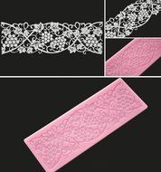 FOUR-C Sweet Lace Mat Cake Craft Silicone Mold Sugarcraft Tools Color Pink N2