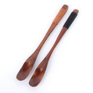 EXIU 2 Piece Wooden Coffee Spoons Tea Spoons Small Spoon Hand Craft Plam Wood Set