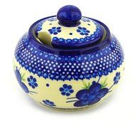 Ceramika Bona H6336F Polish Pottery Ceramic Sugar Bowl Hand Painted, 12-Ounce